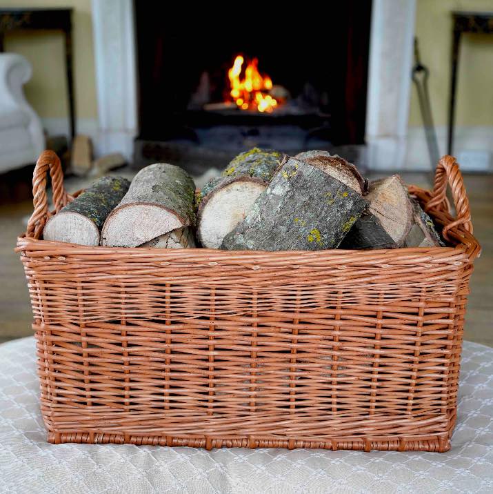 finished willow log basket